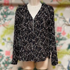 Express Black Floral Quarter-Zip Top